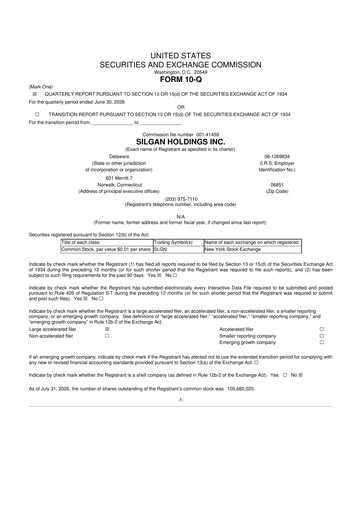 Thumbnail Silgan Holdings
 10-Q Quarterly Report FY2026 
