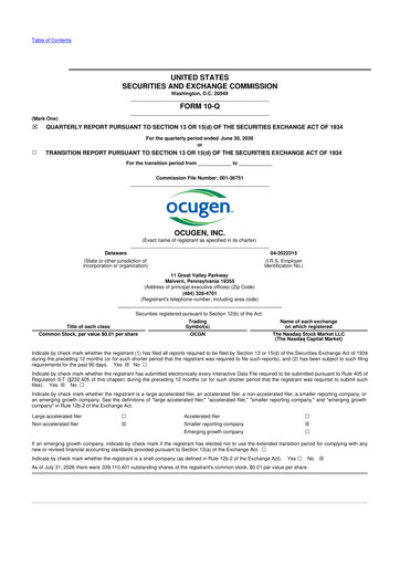 Miniature Ocugen 10-Q Rapport trimestriel 2026 