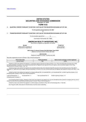 Vorschaubild American Realty Investors 10-Q Quartalsbericht 2026 