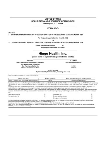 Miniature Hinge Health 10-Q Rapport trimestriel 2026 
