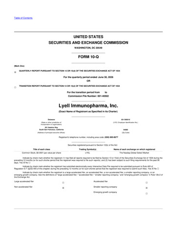 Vorschaubild Lyell Immunopharma 10-Q Quartalsbericht 2026 