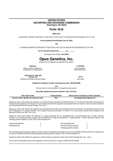 Thumbnail Opus Genetics 10-Q Quarterly Report FY2026 