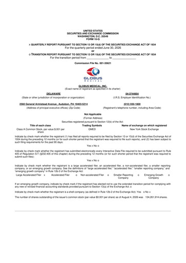 Thumbnail Globus Medical 10-Q Quarterly Report FY2026 