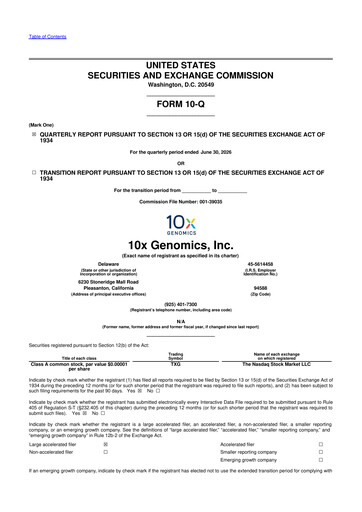 Miniature 10x Genomics
 10-Q Rapport trimestriel 2026 