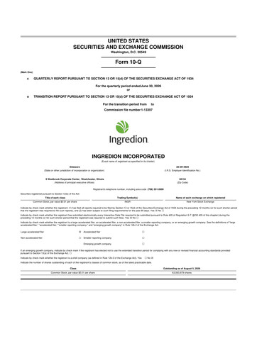 Thumbnail Ingredion 10-Q Quarterly Report FY2026 