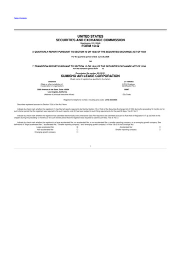 Miniature Air Lease Corporation
 10-Q Rapport trimestriel 2026 