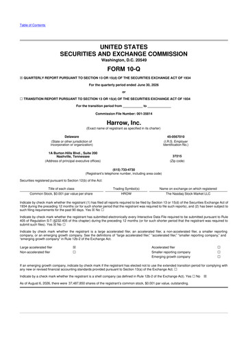 Vorschaubild Harrow, Inc. 10-Q Quartalsbericht 2026 