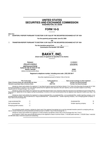 Vorschaubild Bakkt Holdings 10-Q Quartalsbericht 2026 