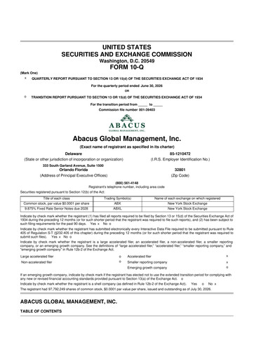 Miniature Abacus Global Management 10-Q Rapport trimestriel 2026 