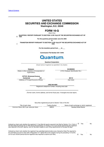Vorschaubild Quantum Corporation 10-Q Quartalsbericht 2027 