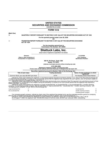 Miniature Shattuck Labs 10-Q Rapport trimestriel 2026 