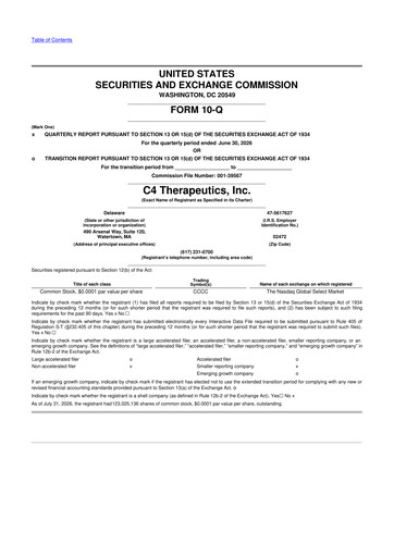 Miniature C4 Therapeutics 10-Q Rapport trimestriel 2026 