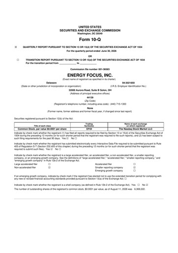 Miniature Energy Focus 10-Q Rapport trimestriel 2026 