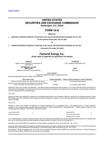 Miniature Factorial Energy 10-Q Rapport trimestriel 2026 