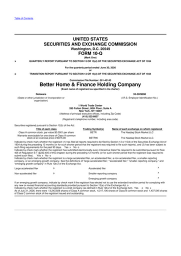 Thumbnail Better Home & Finance Holding Company 10-Q Quarterly Report FY2026 