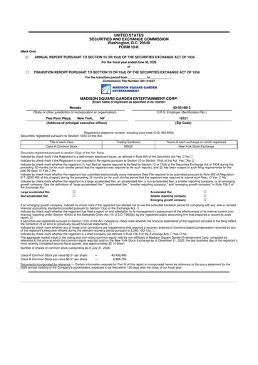Thumbnail Madison Square Garden Entertainment 10-K Annual Report 2026