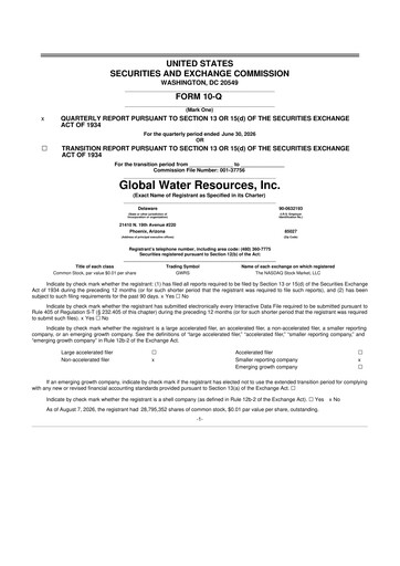 Vorschaubild Global Water Resources 10-Q Quartalsbericht 2026 