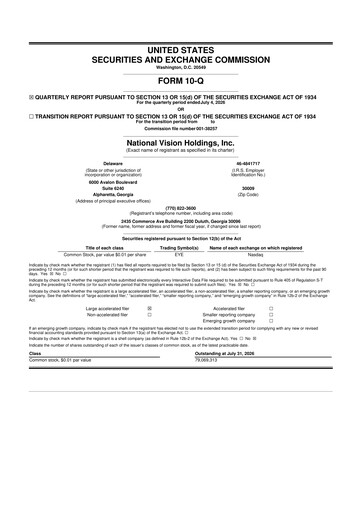 Thumbnail National Vision Holdings 10-Q Quarterly Report FY2026 Q2