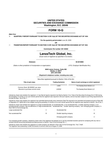 Miniature LanzaTech Global 10-Q Rapport trimestriel 2026 