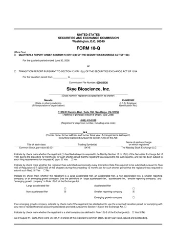 Miniature Skye Bioscience 10-Q Rapport trimestriel 2026 