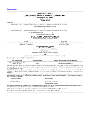 Miniature Boxlight
 10-Q Rapport trimestriel 2026 
