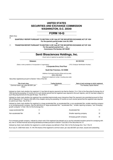 Vorschaubild Senti Biosciences 10-Q Quartalsbericht 2026 