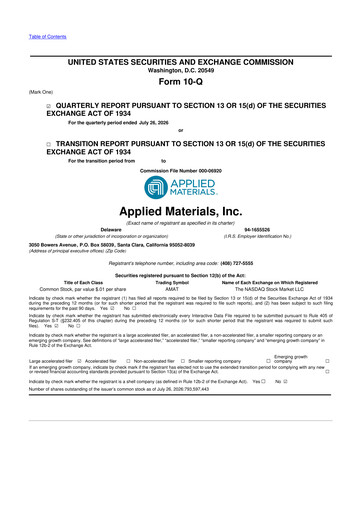 Thumbnail Applied Materials 10-Q Quarterly Report FY2026 