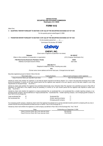 Miniature Chewy 10-Q Rapport trimestriel 2026 