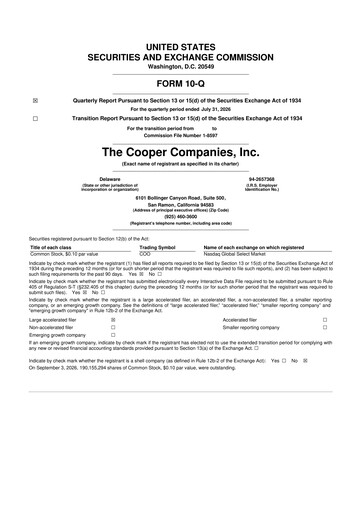 Thumbnail Cooper Companies 10-Q Quarterly Report FY2026 Q3