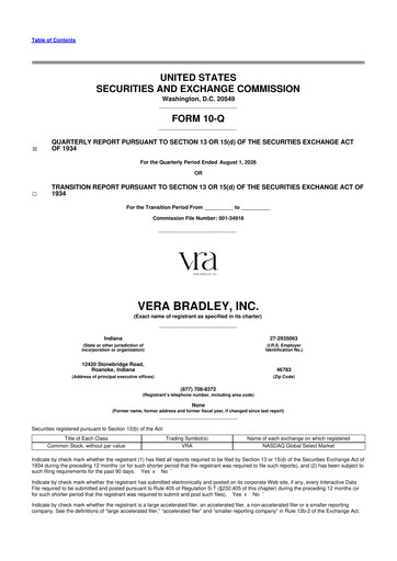 Thumbnail Vera Bradley
 10-Q Quarterly Report FY2027 