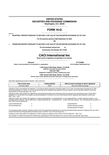 Vorschaubild CACI International Inc 10-Q Quartalsbericht 2027 Q1