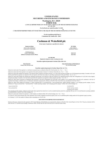 Thumbnail Cushman & Wakefield
 10-K Annual Report 2018