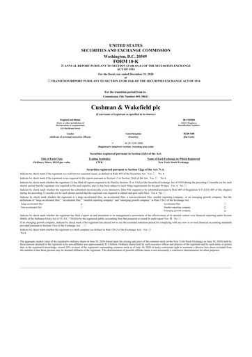 Thumbnail Cushman & Wakefield
 10-K Annual Report 2020