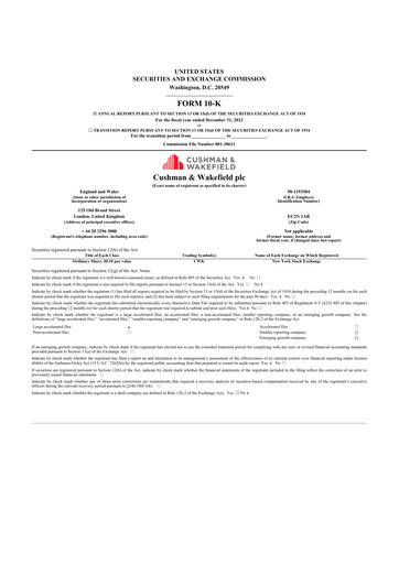 Thumbnail Cushman & Wakefield
 10-K Annual Report 2022