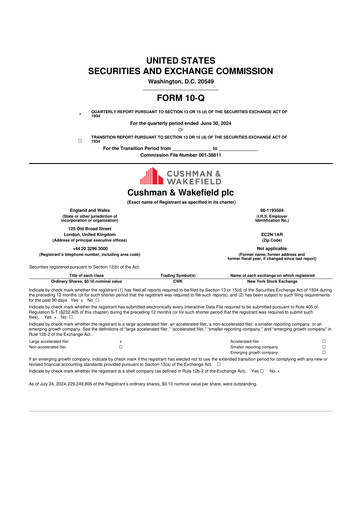 Thumbnail Cushman & Wakefield
 10-Q Quarterly Report FY2024 