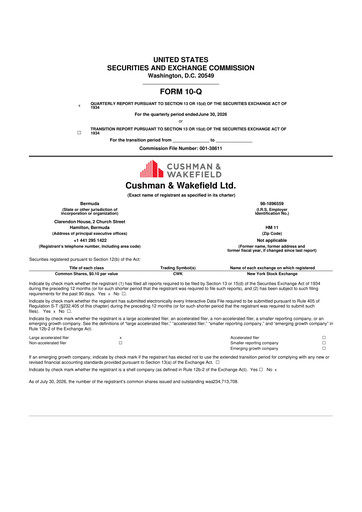 Thumbnail Cushman & Wakefield
 10-Q Quarterly Report FY2026 