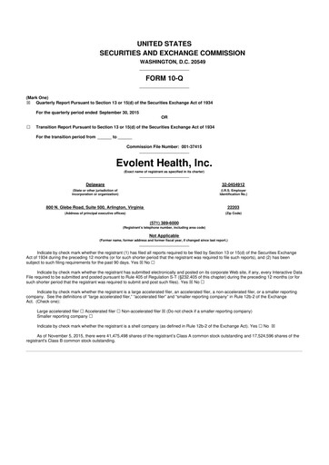 Thumbnail Evolent Health 10-Q Quarterly Report FY2015 