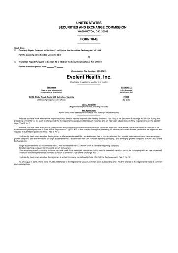 Thumbnail Evolent Health 10-Q Quarterly Report FY2018 