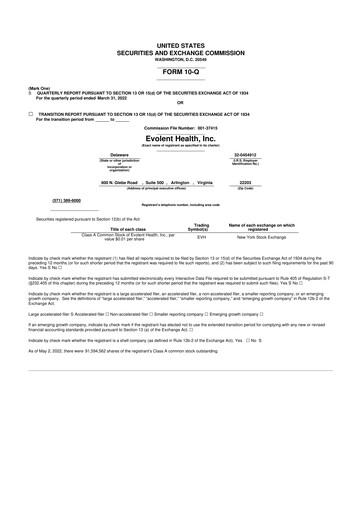 Thumbnail Evolent Health 10-Q Quarterly Report FY2022 