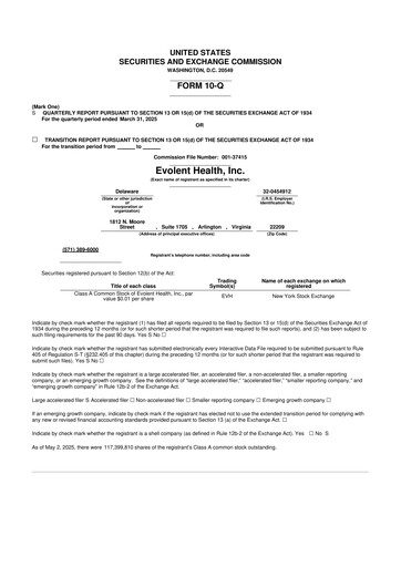 Thumbnail Evolent Health 10-Q Quarterly Report FY2025 