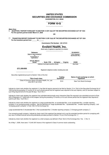 Thumbnail Evolent Health 10-Q Quarterly Report FY 