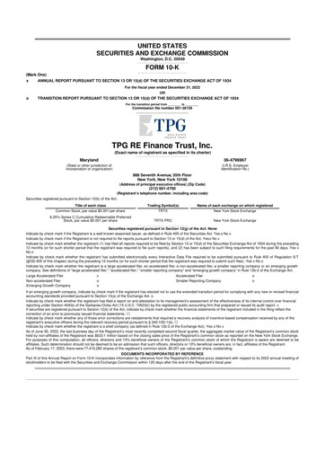 Thumbnail TPG Real Estate Finance Trust
 10-K Annual Report 2022