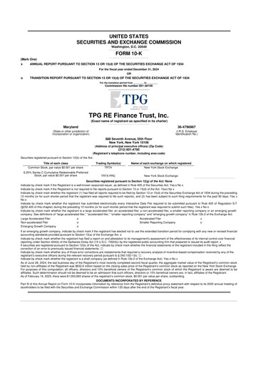 Thumbnail TPG Real Estate Finance Trust
 10-K Annual Report 2024