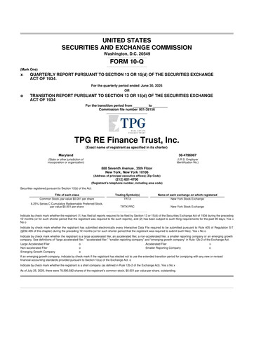 Thumbnail TPG Real Estate Finance Trust
 10-Q Quarterly Report FY2025 
