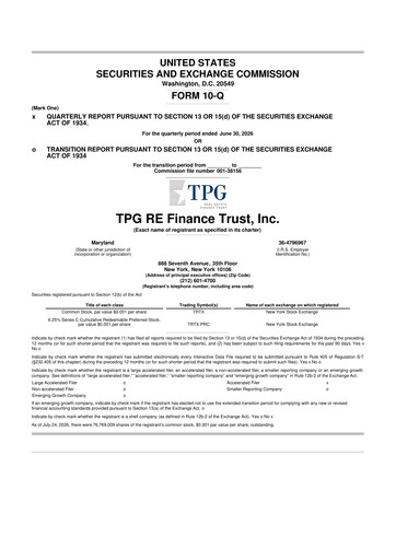 Miniature TPG Real Estate Finance Trust
 10-Q Rapport trimestriel 2026 