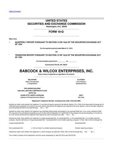 Thumbnail Babcock & Wilcox
 10-Q Quarterly Report FY2016 