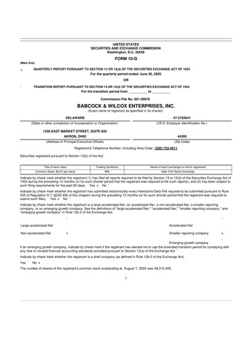 Thumbnail Babcock & Wilcox
 10-Q Quarterly Report FY2020 