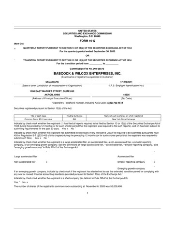 Thumbnail Babcock & Wilcox
 10-Q Quarterly Report FY2020 