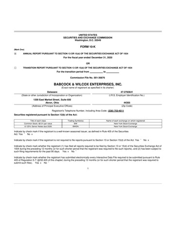 Miniature Babcock & Wilcox
 10-K Rapport annuel 2020