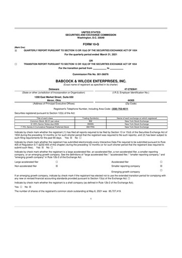 Thumbnail Babcock & Wilcox
 10-Q Quarterly Report FY2021 